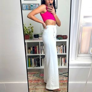 Zara high-waisted, wide leg white dress pants; size small